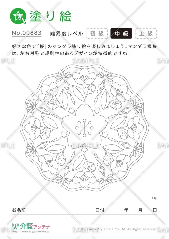 塗り絵無料 高齢者向け 簡単ダウンロード&プリント脳トレ、リハビリに優しいぬりえ