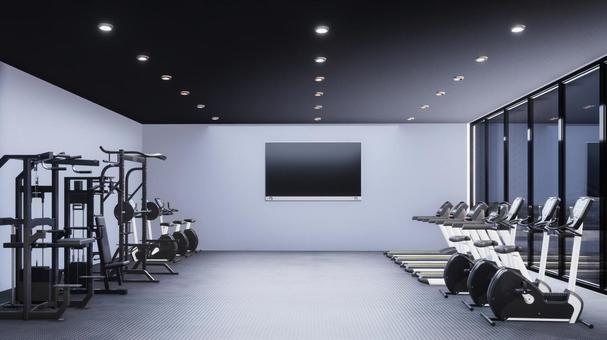 フリーイラストスポーツジムでバーベルを上げる男性パブリックドメインQ：著作権フリー画像素材集