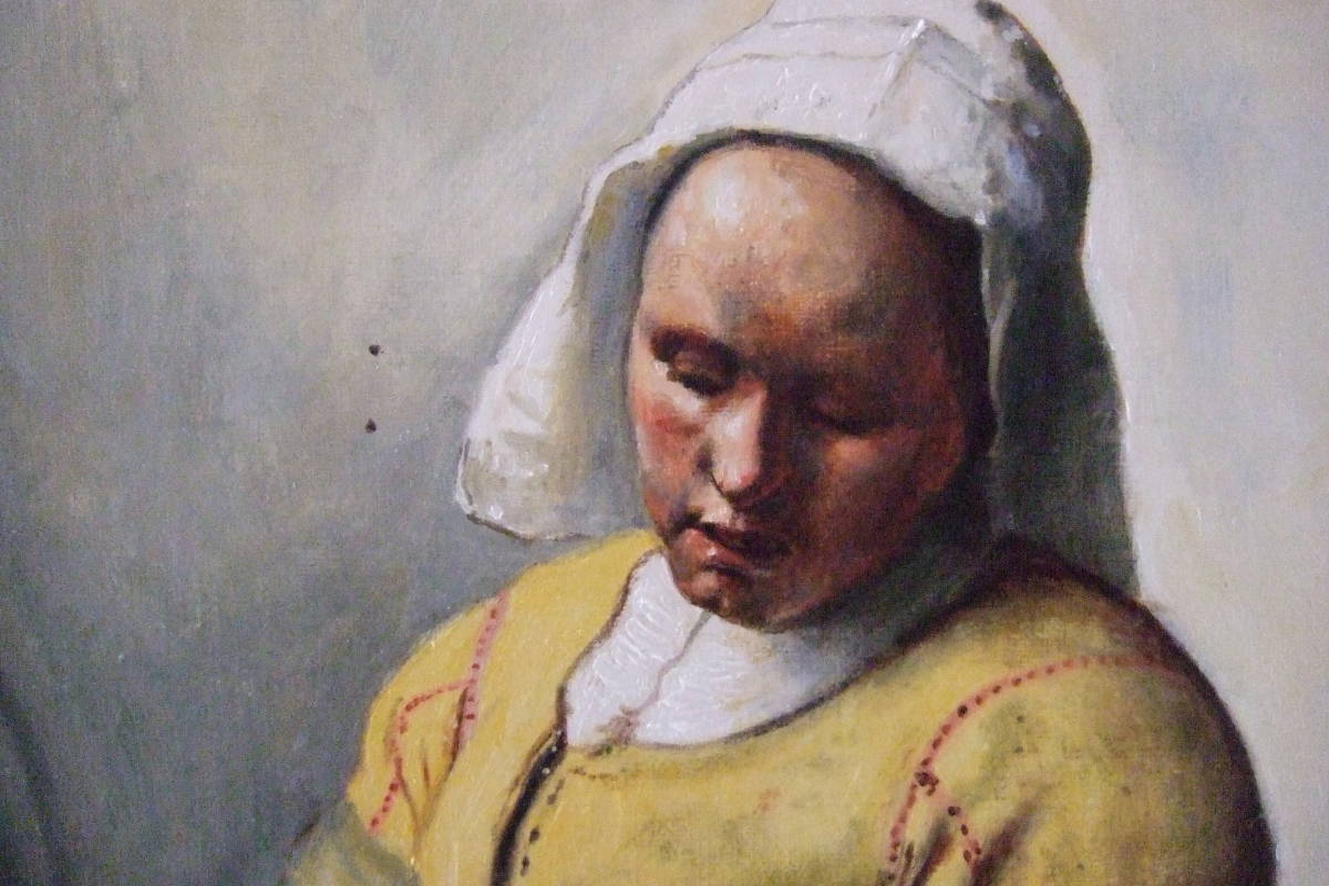 フェルメール 「牛乳を注ぐ女」 高級複製画 彩美版 - フェルメール展で大人気の名画を販売。アートギャラリー日本ぶっくあーと