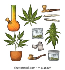 大麻とマリファナ タバコ葉分離の写真素材・画像素材 Image 3470769