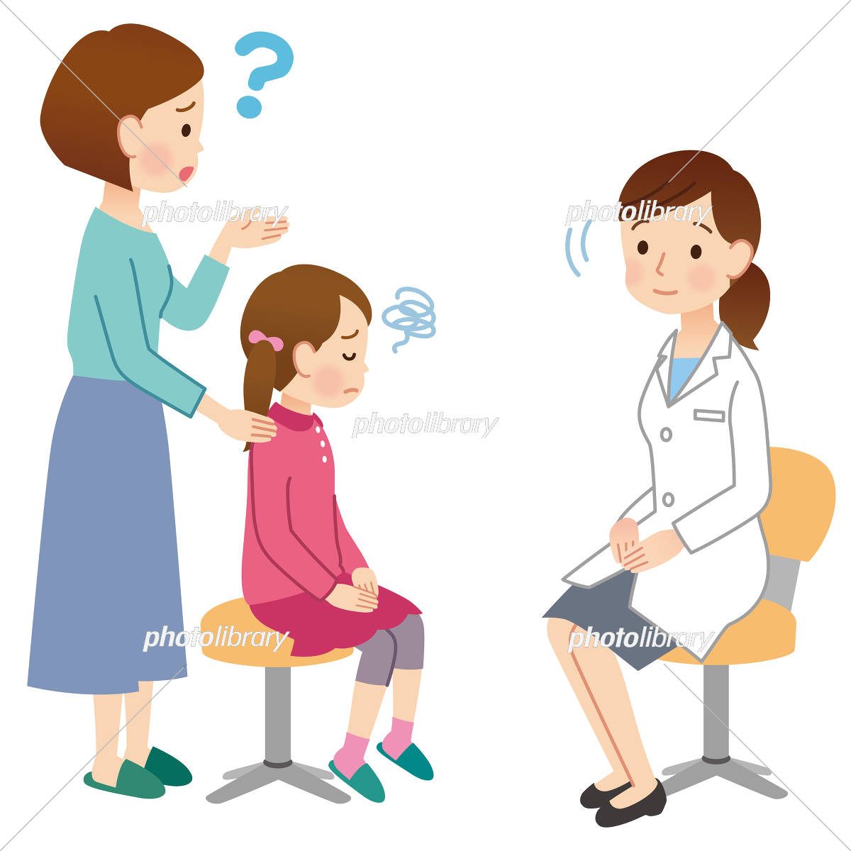 診察をする白髪のベテランドクターのイラスト無料のフリー素材 イラストエイト