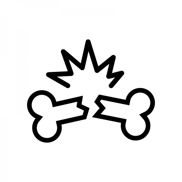 骨折のシルエット無料のAi・PNG白黒シルエットイラスト