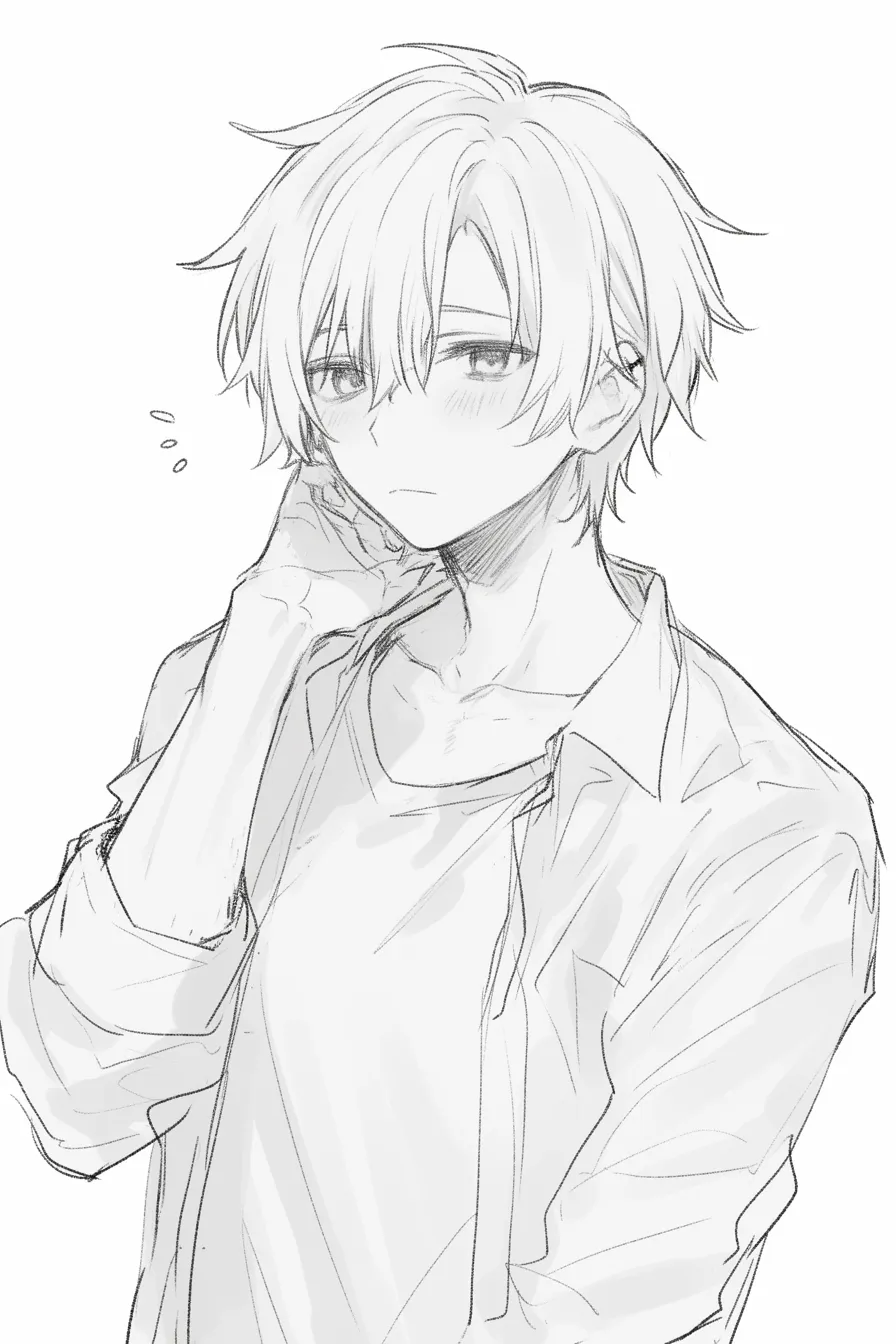 首に手を当てて立つ - CLIP STUDIO ASSETS