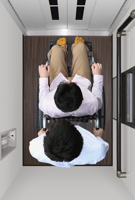 エレベーターの中の鏡 - 有限会社 間宮モーター商会 0242-27-1276