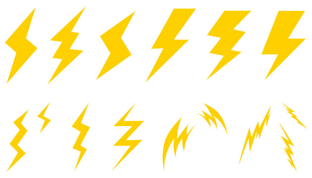色塗りできる雷・稲妻マークのイラストぬれよん-ぬれるフリーイラスト