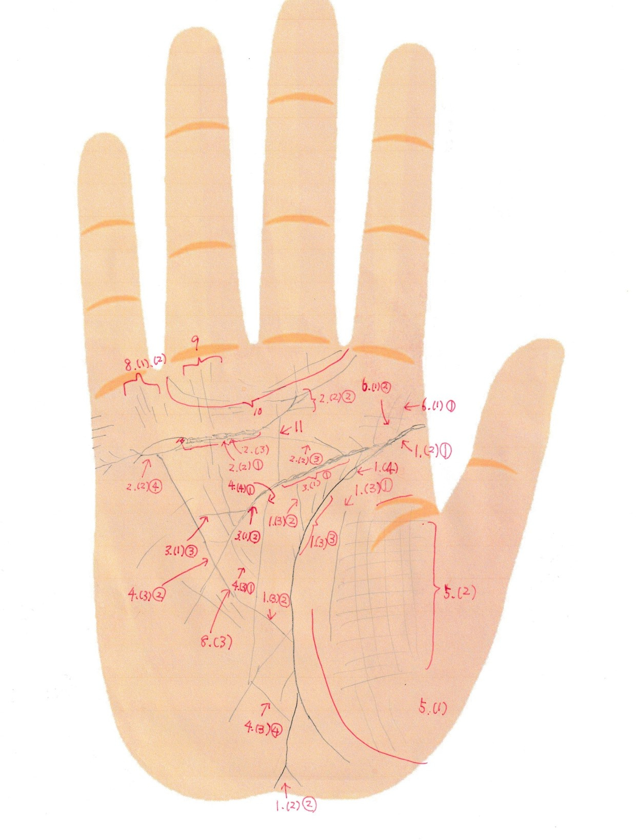 手相閑話。神秘的なことを好む線を書いてみました。群馬の占い館 東洋占術パメラの館